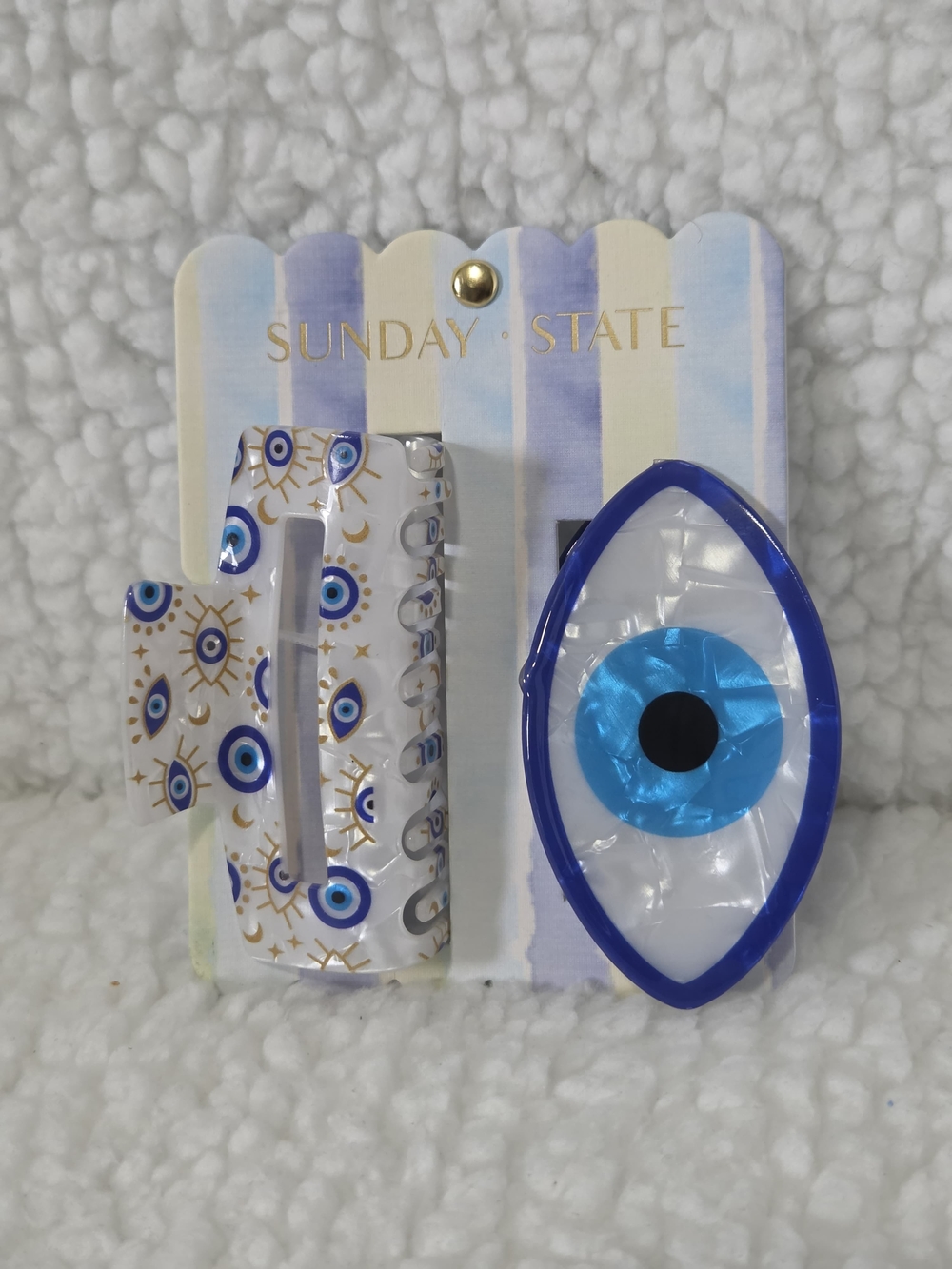 Sunday State Blue Evil Eye Hair Clip Set